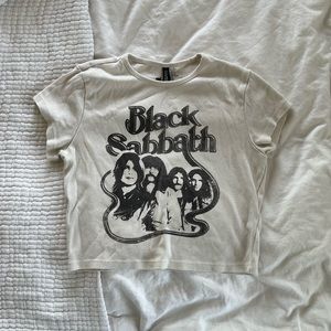 H&M Cream Black Sabbath Crop Top (S)